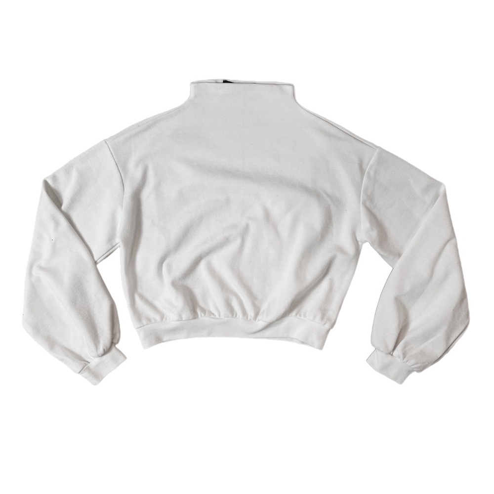 Zaful white mockneck pullover fleece sweatshirt (M)